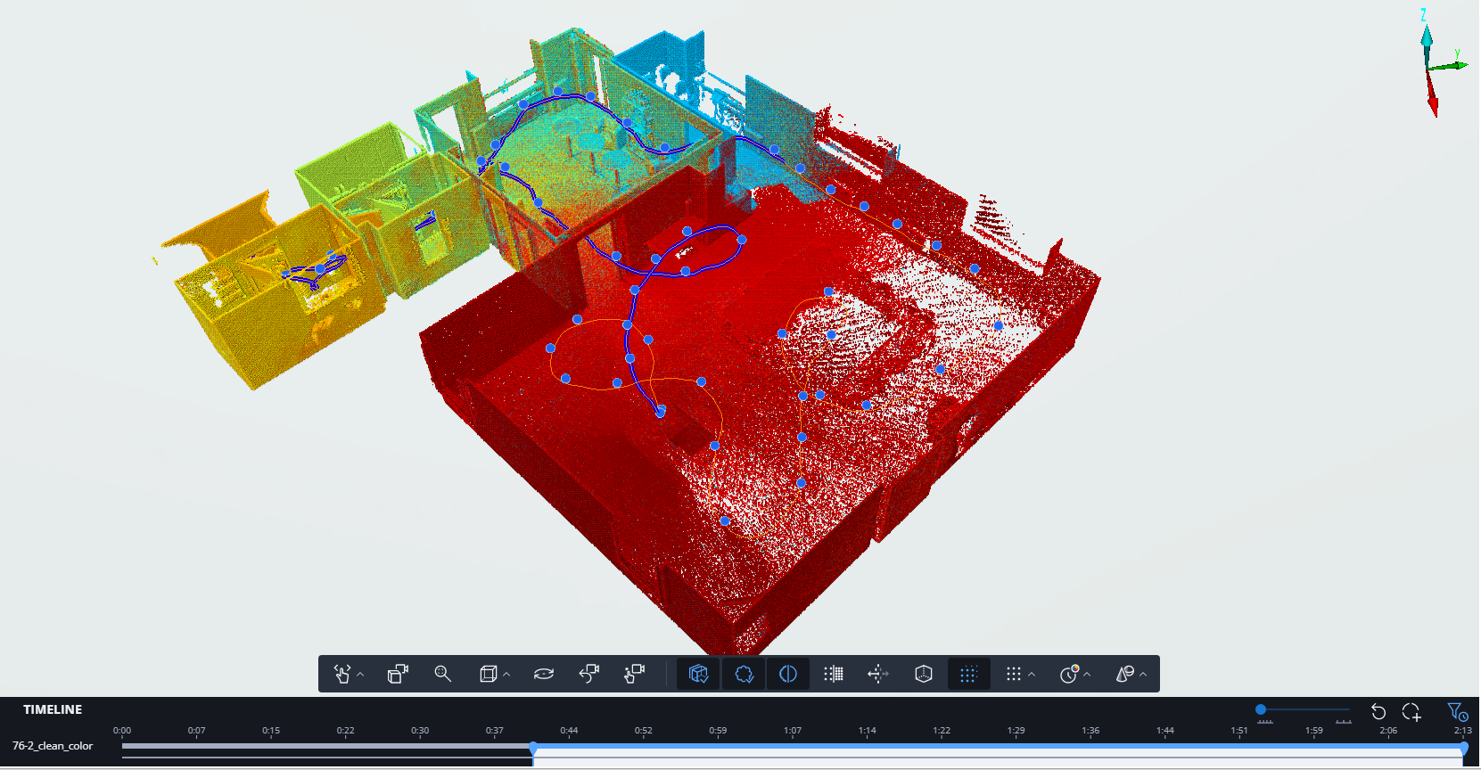 Приклад хмари точок та траєкторії в FARO SCENE